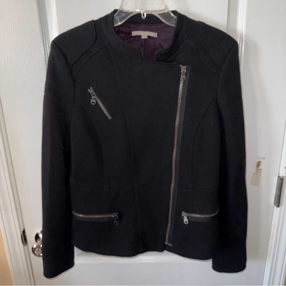 GAP Black Women's Moto Jacket‎ with Zipper Accents
